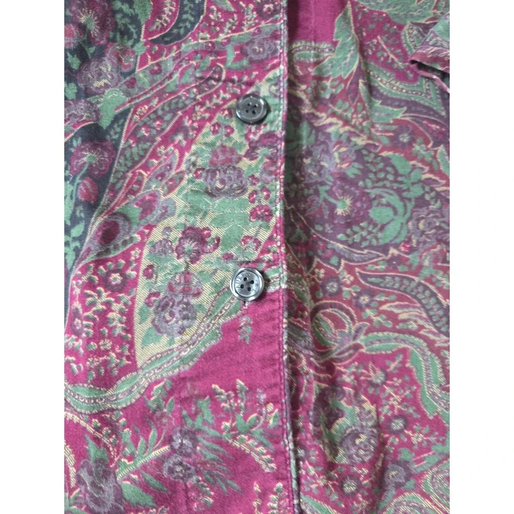 Lauren Ralph Lauren Pajama Set Womens M Maroon Paisley Gold Crest Sleepwear PJ